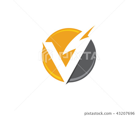 V Letter Lightning Logo Template 43207696