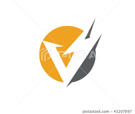 V Letter Lightning Logo Template 43207697