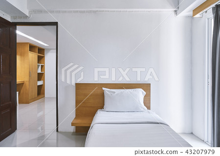 Single bedroom interior decoration hotel mock up Single bedroom interior decoration hotel mock up 43207979
