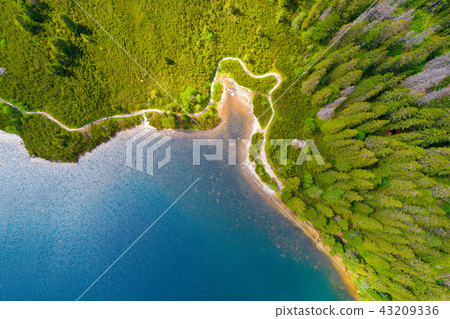 Aerial view of Tatra Mountains lake. 43209336