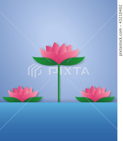 Lotus in a pond , paper art style Lotus in a pond , paper art style 43210402