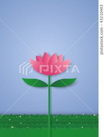 Pink lily flower , paper art style Pink lily flower , paper art style 43210403