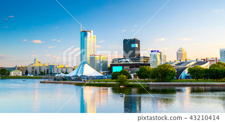 View of the city of Minsk at sunset. Nemiga District 43210414