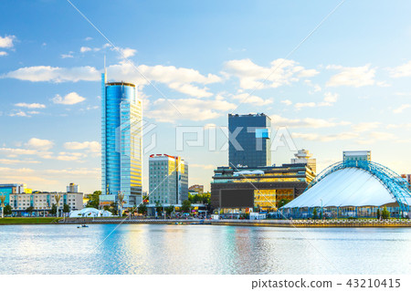 View of the city of Minsk at sunset. Nemiga District View of the city of Minsk at sunset. Nemiga District 43210415