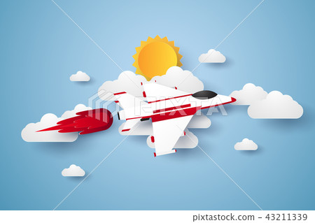 Airplane flying in the sky , paper art style - Stock Illustration ...