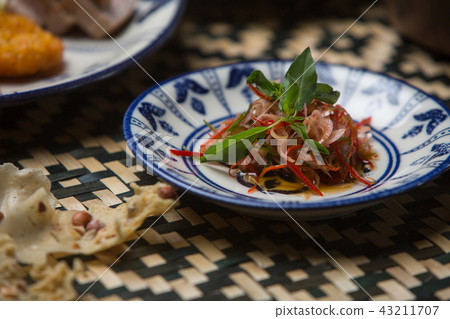 Spicy salad on table. Asin style spicy salad 43211707