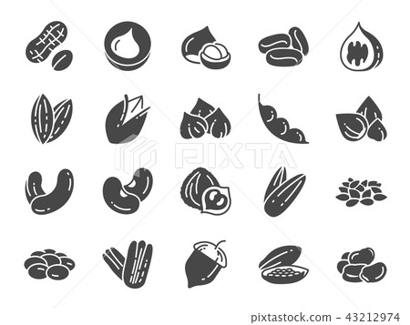 Nuts, seeds and beans icon set. - Stock Illustration [43212974] - PIXTA