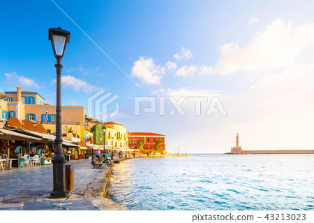 View of the old port of Chania, Crete, Greece. 43213023