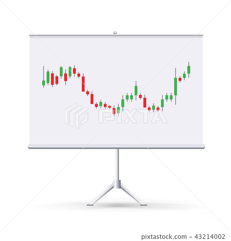 Vector realistic blank flipchart with japanese candles isolated on white background. Forex trading 43214002