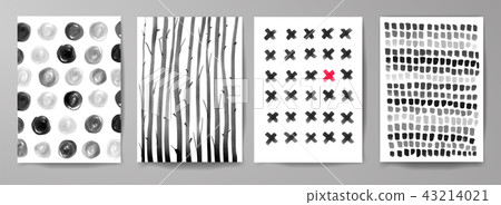 Set of four abstract ink backgrounds. Vector illustration. 43214021