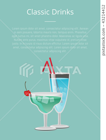 Classic Alcohol Drinks Advert Poster Blue Cocktail - Stock Illustration ...