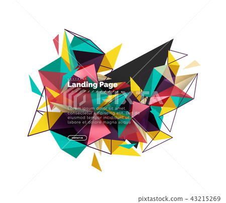 Triangular design abstract background, landing page. Low poly style colorful triangles on white Triangular design abstract background, landing page. Low poly style colorful triangles on white 43215269