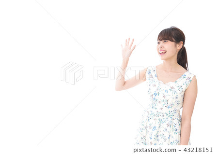 一個女人揮手 一個女人揮手 43218151