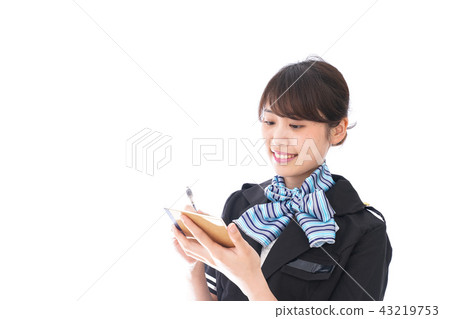 Cabin attendant taking notes 43219753