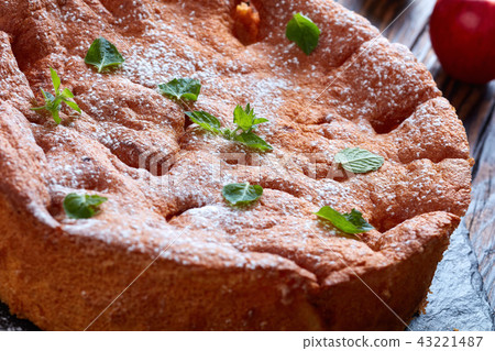 delicious apple pie charlotte, top view 43221487