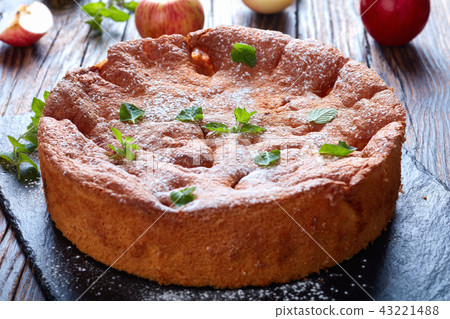 close-up of delicious sponge cake, top view 43221488
