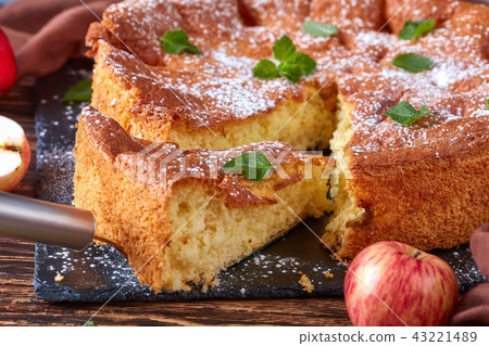 apple sponge cake cut in slices apple sponge cake cut in slices 43221489