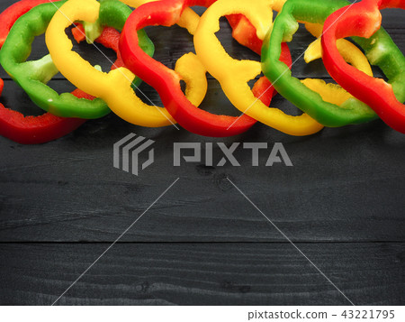 Fresh vegetables sweet peppers on wood backgrond 43221795