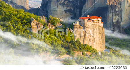 Mountain scenery with Meteora rocks and Monastery 43223680