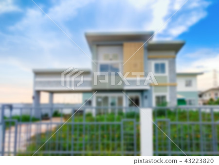 blurred of house with blue sky blurred of house with blue sky 43223820
