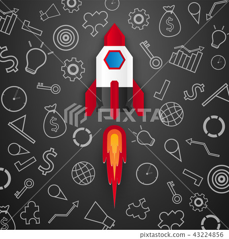 Start up concept , rocket launch , set of icons , - Stock Illustration ...