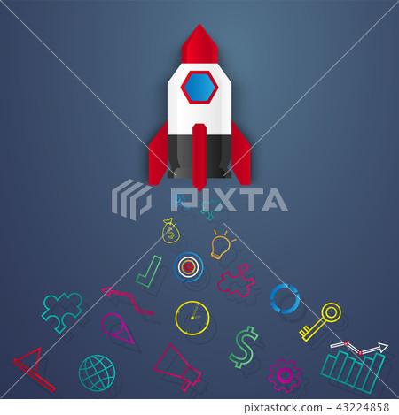 Start up concept , rocket launch , set of icons - Stock Illustration ...