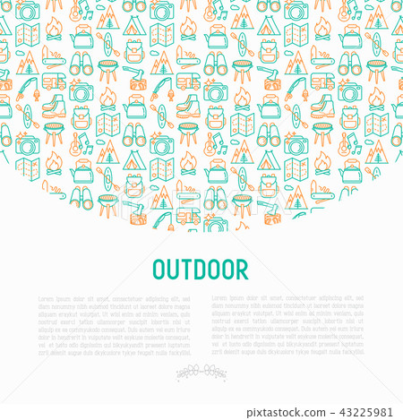 Outdoor concept with thin line icons 43225981