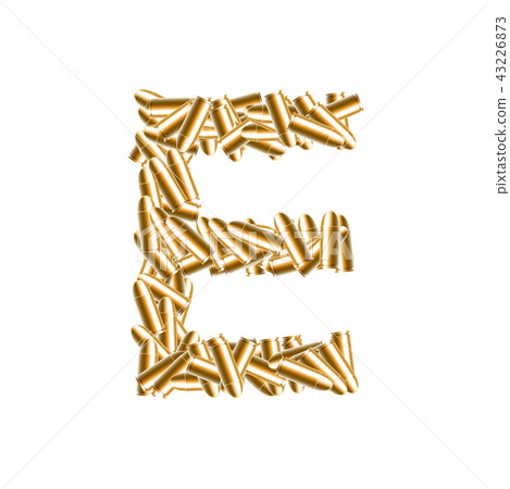 Alphabet bullet set letter E gold color Alphabet bullet set letter E gold color 43226873