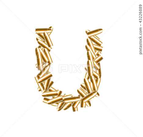 Alphabet bullet set letter U gold color 43226889
