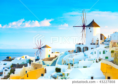 View of Oia the most beautiful village of Santorini island. 43227808
