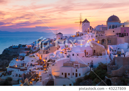 View of Oia the most beautiful village of Santorini island. 43227809