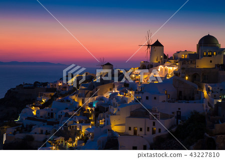 View of Oia the most beautiful village of Santorini island. View of Oia the most beautiful village of Santorini island. 43227810