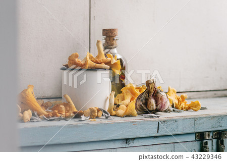 Raw uncooked Chanterelles mushrooms 43229346