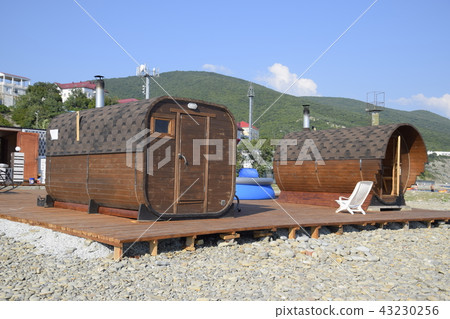 A miniature mini sauna on the sea beach A miniature mini sauna on the sea beach 43230256