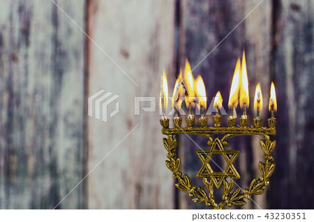 jewish holiday Hanukkah with menorah 43230351