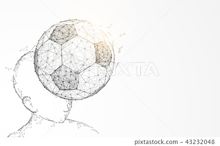 Head hitting soccer ball from lines and particle Head hitting soccer ball from lines and particle 43232048