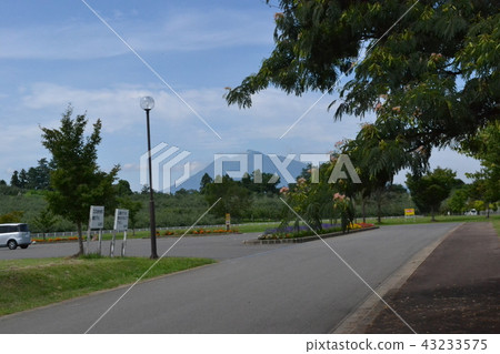 從8月的弘前郊區的Oguriyama農村交流公園停車場觀看Mt. Iwaki 43233575