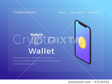 Crypto wallet isometric illustration. Cryptocurrency mobile storage app concept Crypto wallet isometric illustration. Cryptocurrency mobile storage app concept 43236581