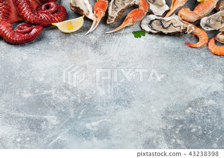Seafood. Octopus, oysters, lobster, shrimps Seafood. Octopus, oysters, lobster, shrimps 43238398