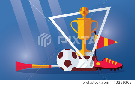 Vector horizontal scene with football winner cup Vector horizontal scene with football winner cup 43239302