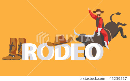 Rodeo lettering concept. Cowboy on bull 43239317