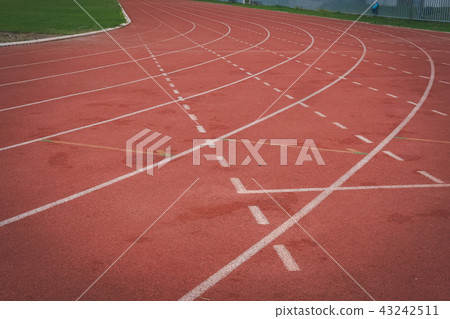 lane number & running racetrack, backstretch in outdoor sports stadium arena lane number & running racetrack, backstretch in outdoor sports stadium arena 43242511