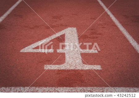 lane number & running racetrack, backstretch in outdoor sports stadium arena lane number & running racetrack, backstretch in outdoor sports stadium arena 43242512