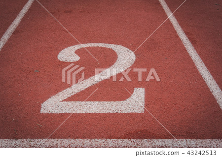 lane number & running racetrack, backstretch in outdoor sports stadium arena lane number & running racetrack, backstretch in outdoor sports stadium arena 43242513