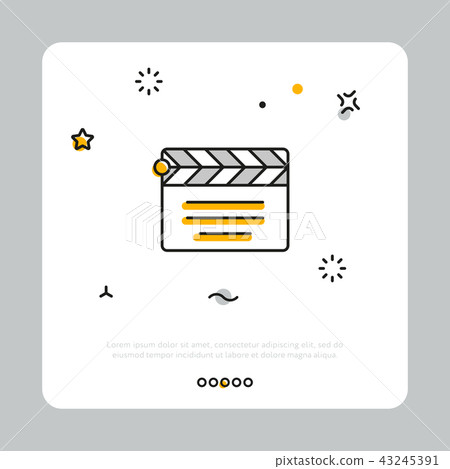 Clapperboard icon on white square Clapperboard icon on white square 43245391