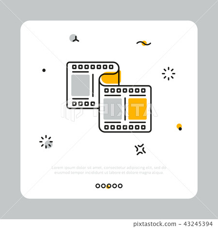 Simple icon of filmstrip in white square Simple icon of filmstrip in white square 43245394