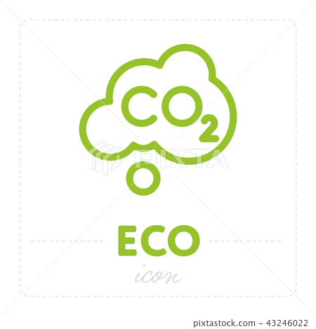Green icon with carbon dioxide element 43246022