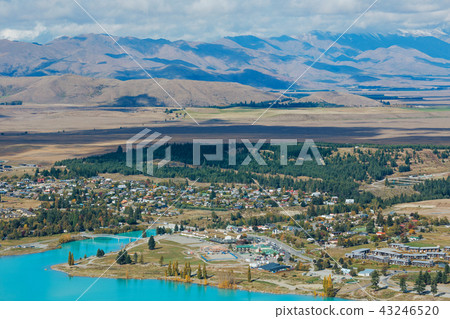 Aerial view of Lake Tekapo ,Mount John Observatory 43246520