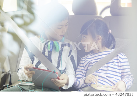 Children riding a car Children riding a car 43247835