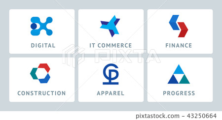 A large set of vector geometric abstract logos A large set of vector geometric abstract logos 43250664